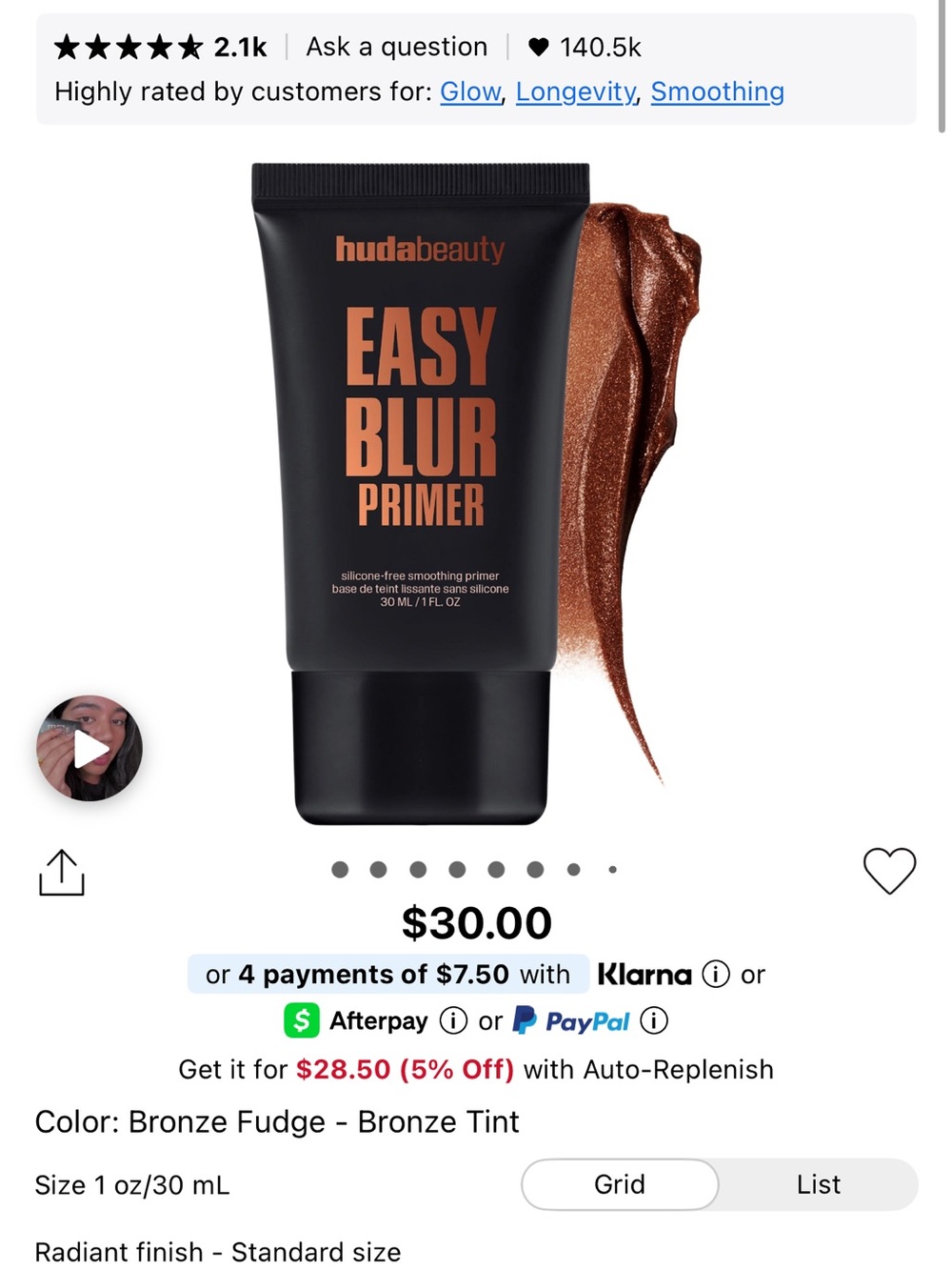 Huda beauty easy blur primer
